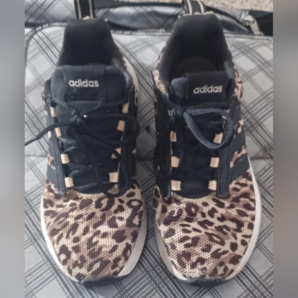 adidas Women’s Leopard-Print Athletic Sneakers in Black and Brown